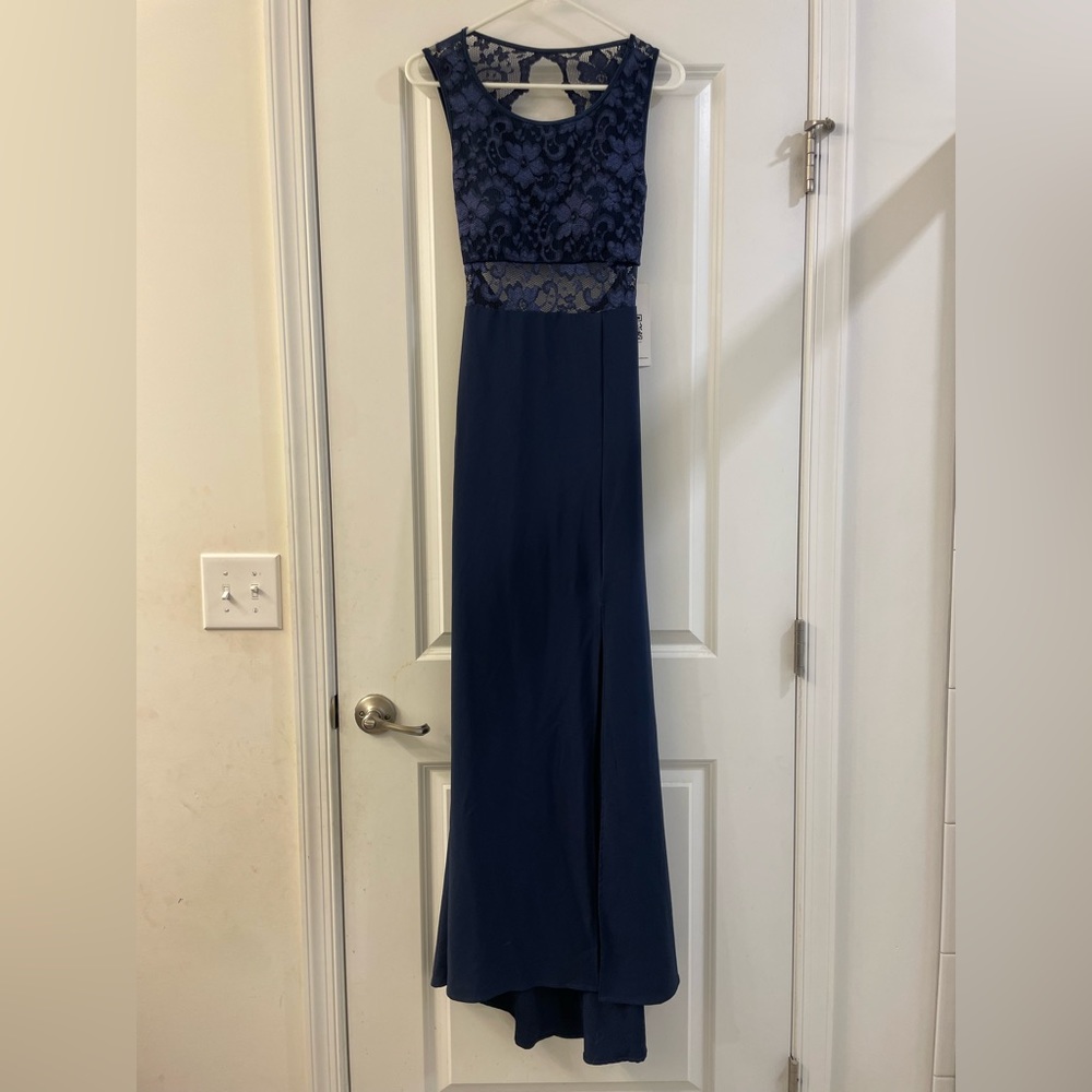 NWT Navy, lace, open back dress. Size S.